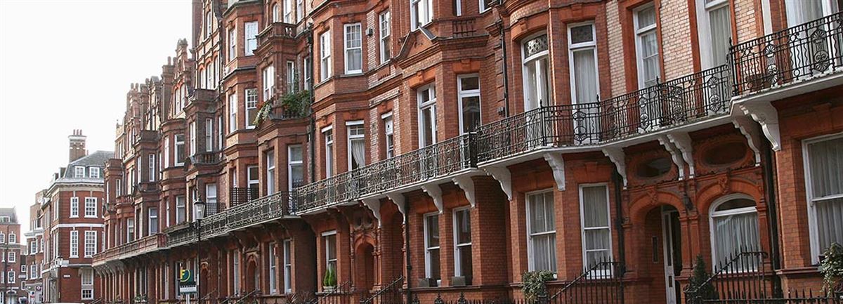 Red-brick terraced houses in London