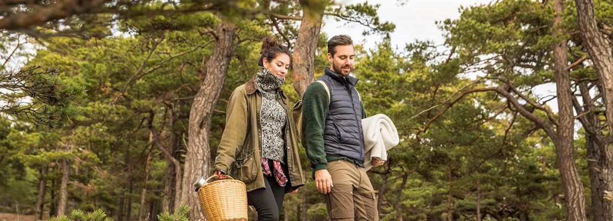 Couple hiking in the forrest