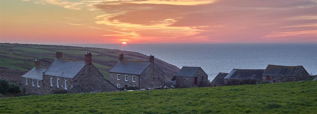 Sunset over an english cottage