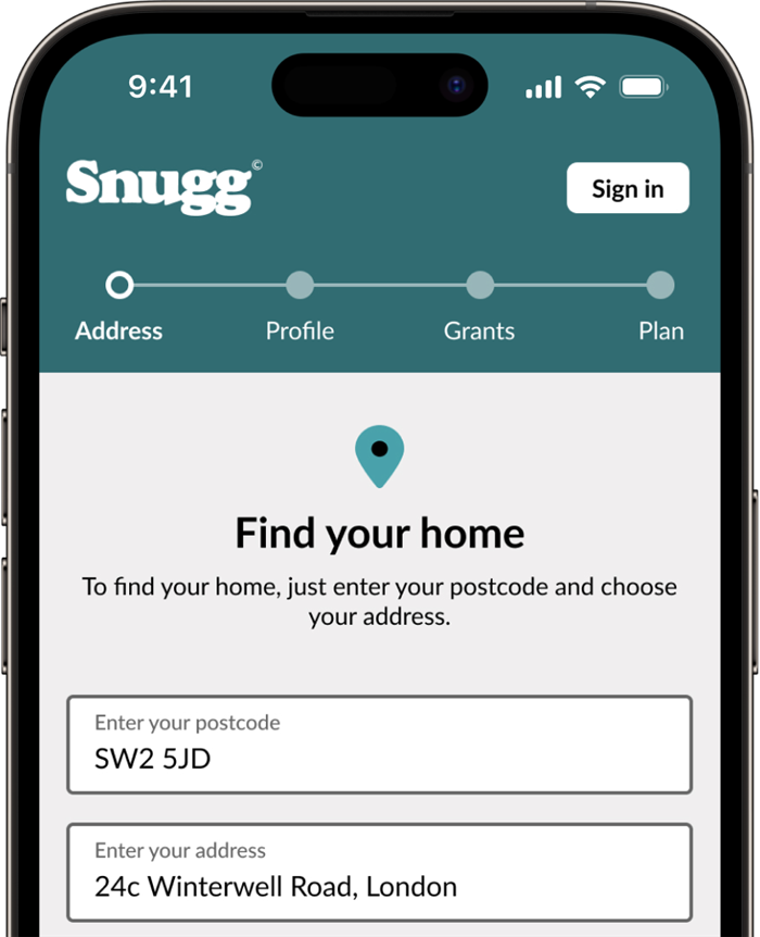 Snugg interface on mobile phone