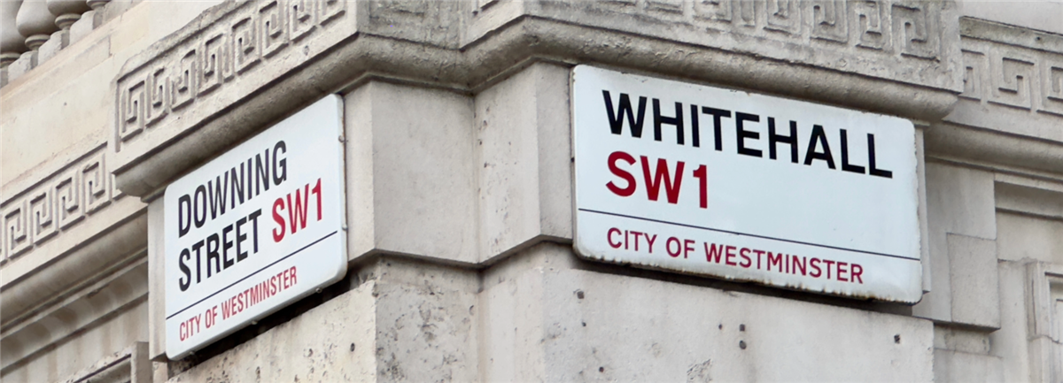 Whitehall and Downing Street street signage - SW1, Westminister
