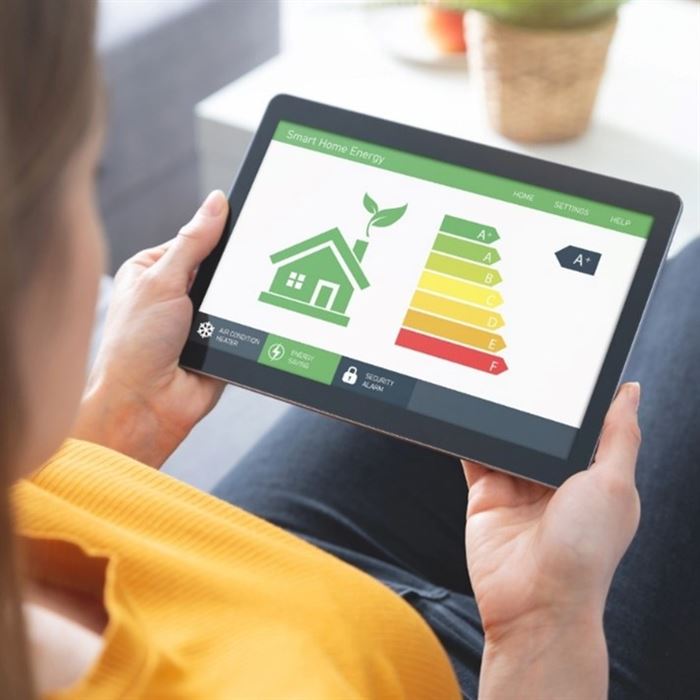 Woman looking at EPC rating on an ipad