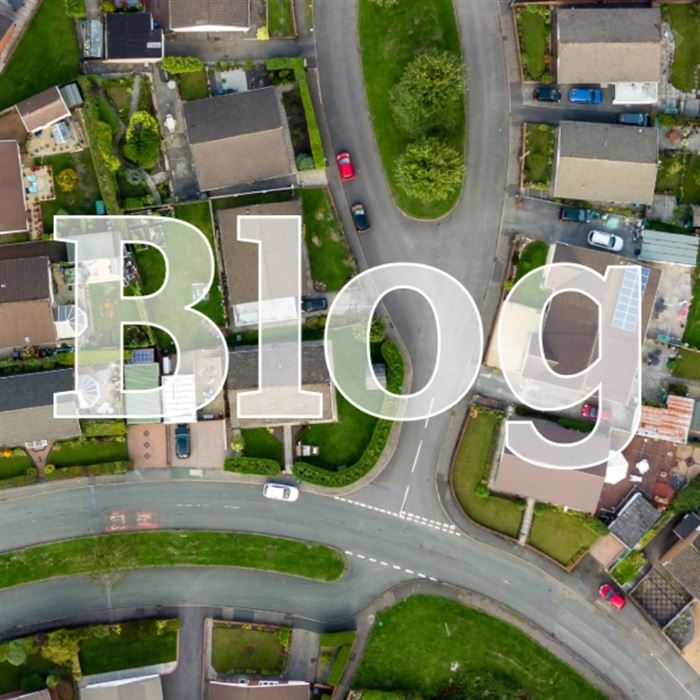 Aerial view of properties in UK