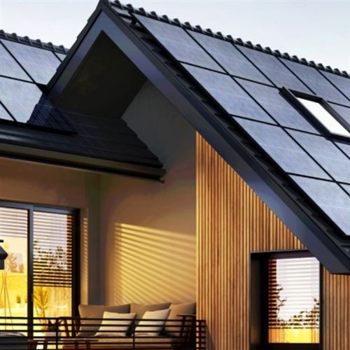 Modern, sustainable property with solar panels