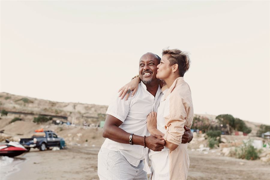 Happy couple on the beach