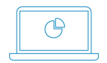 Ikon som visar en laptop med ett diagram på skärmen